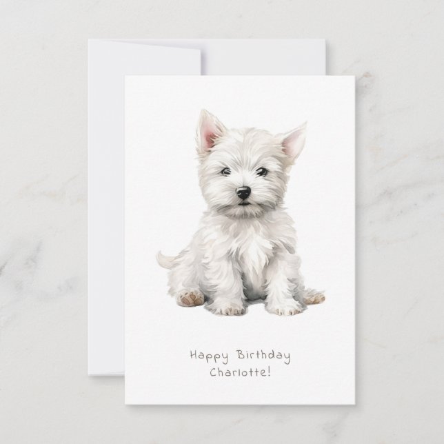 Westie Cheeky Puppy Cute Birthday Card Personalize (Framsida)