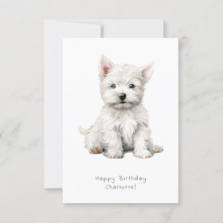 Westie Cheeky Puppy Cute Birthday Card Personalize