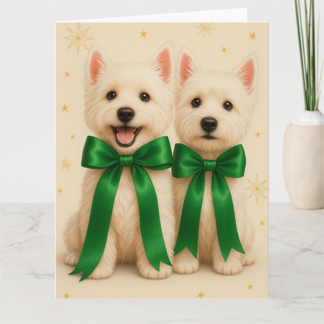 Westie Christmas Card Kort (Framsida)