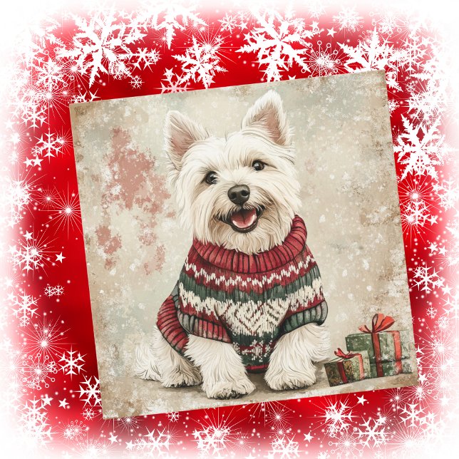 Westie Christmas Sweater Julkort (Skapare uppladdad)