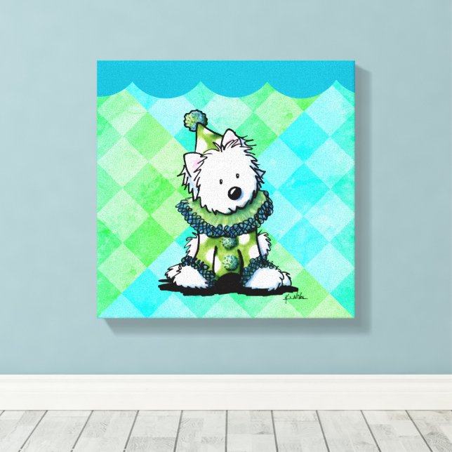 Westie Cirkus Clown Konst Canvastryck (Insitu (trägolv))