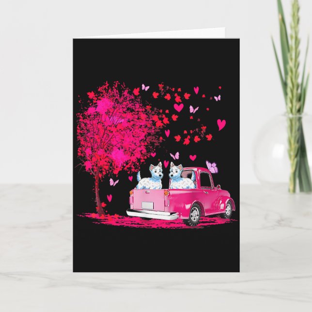 Westie Couple Truck Happy Valentines Day Gifts  Kort (Framsida)