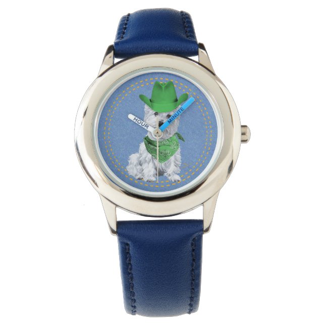 Westie Cowboy Armbandsur (Framsida)
