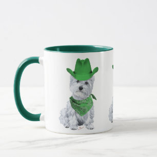 Westie Cowboy i Grönt Mugg
