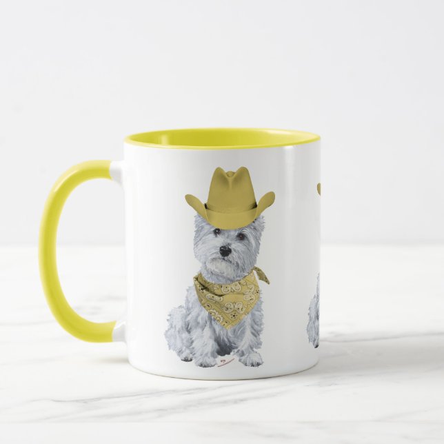 Westie Cowboy i Gult Mugg (Vänster)