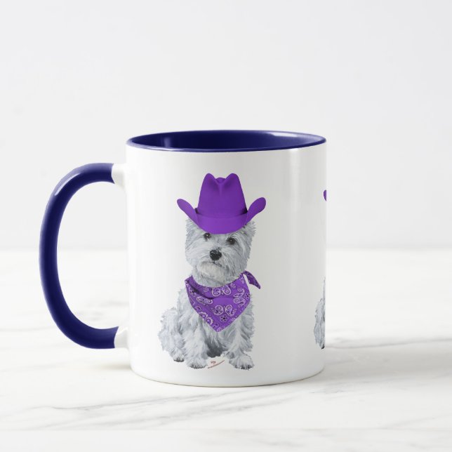 Westie Cowboy i Lila Mugg (Vänster)