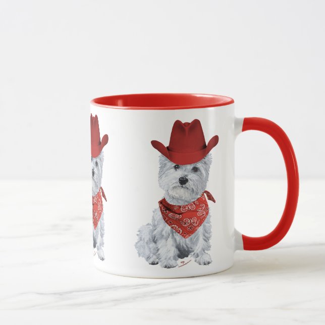 Westie Cowboy i rött Mugg (Höger)