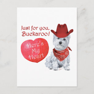 Westie Cowboy Valentine Helg Vykort
