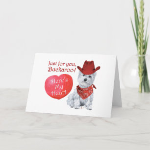 Westie Cowboy Valentine Helgkort