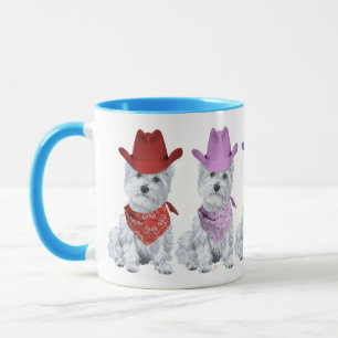 Westie Cowboyer i en rad Mugg