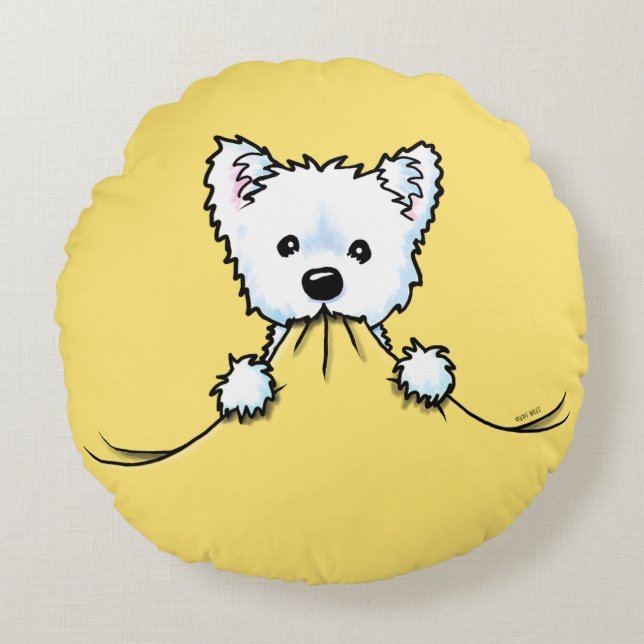 Westie Cute Aggression Nursery Rund Kudde (Framsidan)