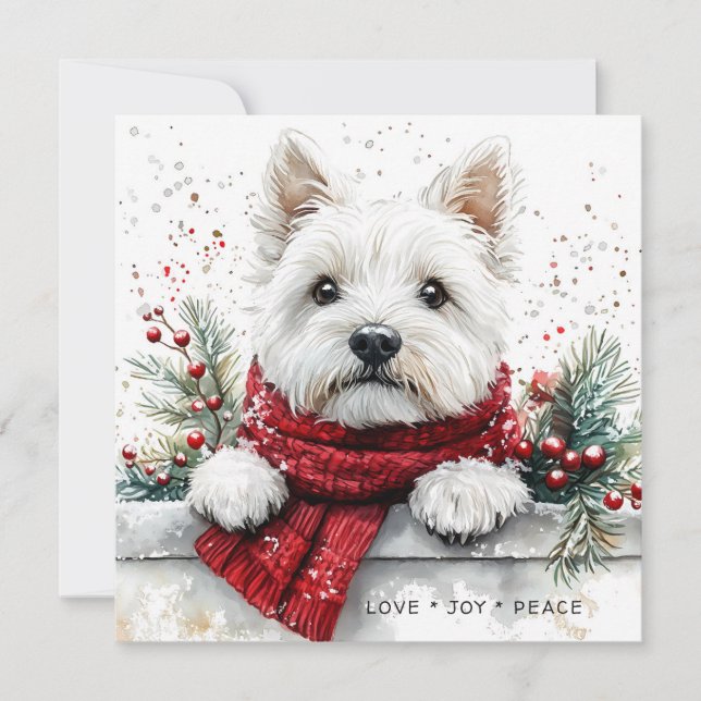 Westie Dog Cute Festive Holiday Card (Framsida)
