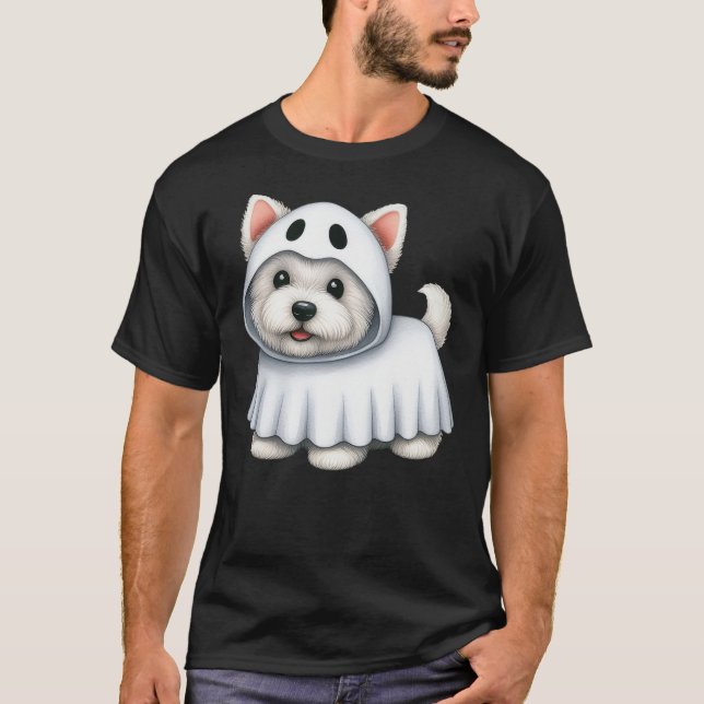 Westie Dog Halloween Costume Ghost West Highland T T Shirt (Framsida)