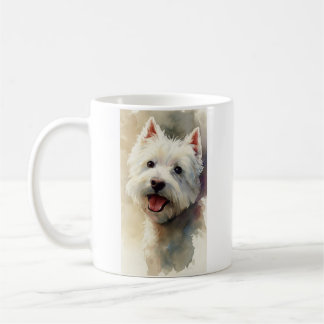 Westie dog watercolor portrait kaffemugg