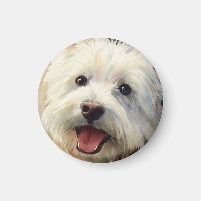 Westie dog watercolor portrait magnet (Framsidan)
