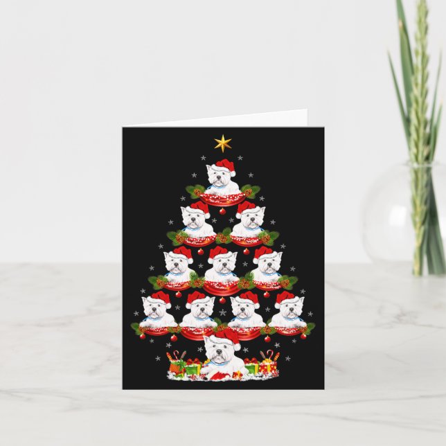 Westie Dog Xmas Tree Lighting Westie Christmas  Kort (Framsida)