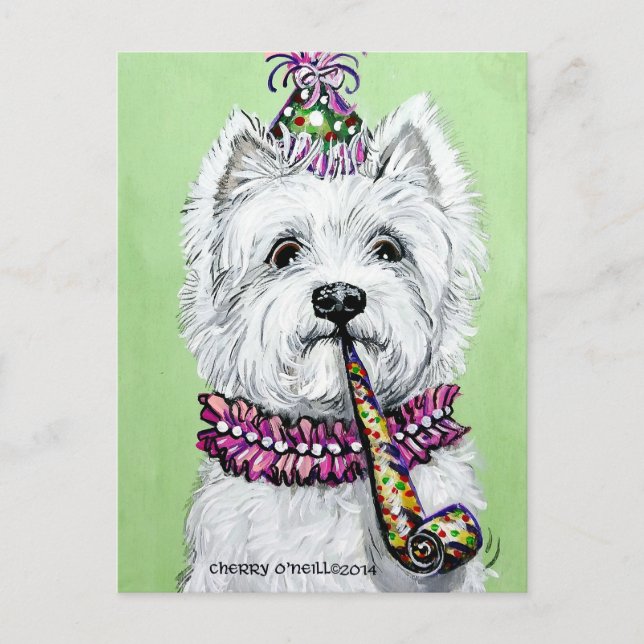 Westie Födelsedagsfest Vykort (Framsida)