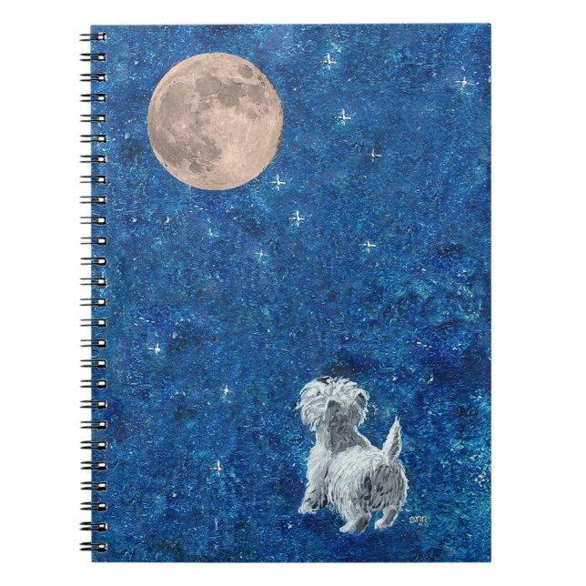 Westie Full Moon Anteckningsbok (Framsidan)