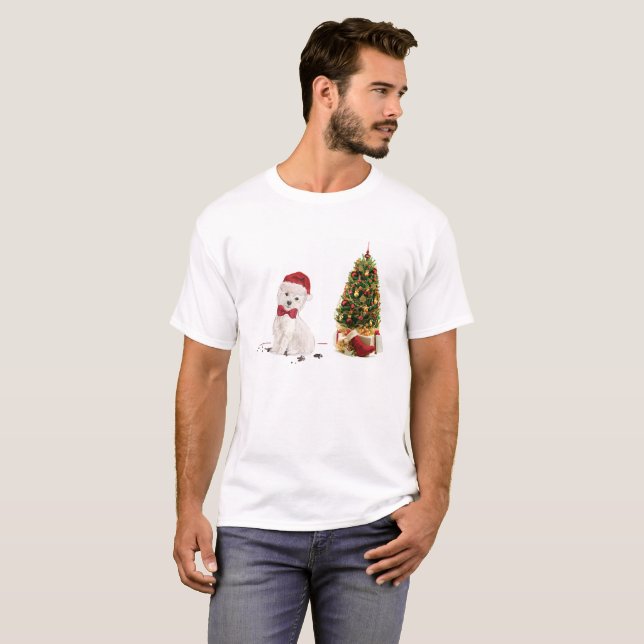 Westie Funny jul Hund med Träd T Shirt (Hel framsida)