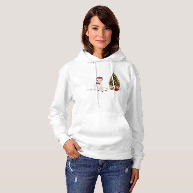 Westie Funny jul Hund med Träd T Shirt (Hel framsida)