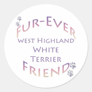Westie Furever Friend Runt Klistermärke