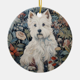 Westie Garden Tapestry in William Morris Stil Julgransprydnad Keramik