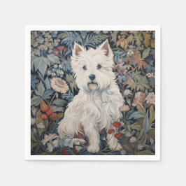 Westie Garden Tapestry in William Morris Stil Pappersservett