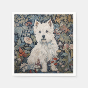 Westie Garden Tapestry in William Morris Stil Pappersservett