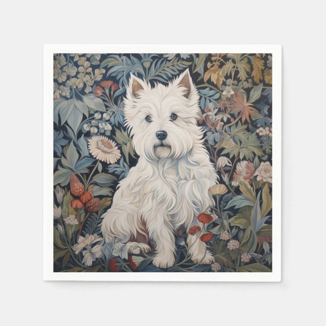 Westie Garden Tapestry in William Morris Stil Pappersservett (Framsidan)