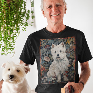Westie Garden Tapestry in William Morris Stil T Shirt