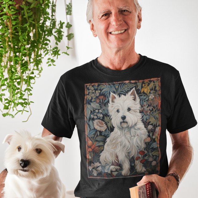 Westie Garden Tapestry in William Morris Stil T Shirt (Skapare uppladdad)