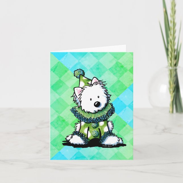 Westie Grön Cirkusclown Kort (Framsida)