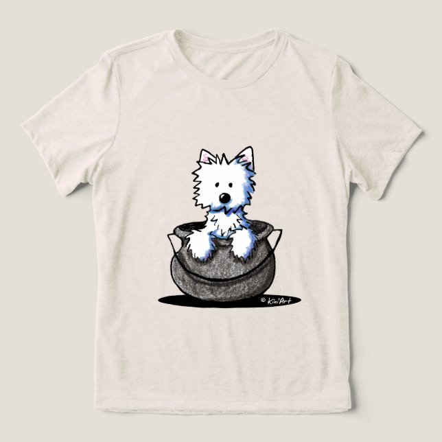 Westie Halloween Cauldron Cutie T-shirt I Triblend-tyg (Design Framsida)