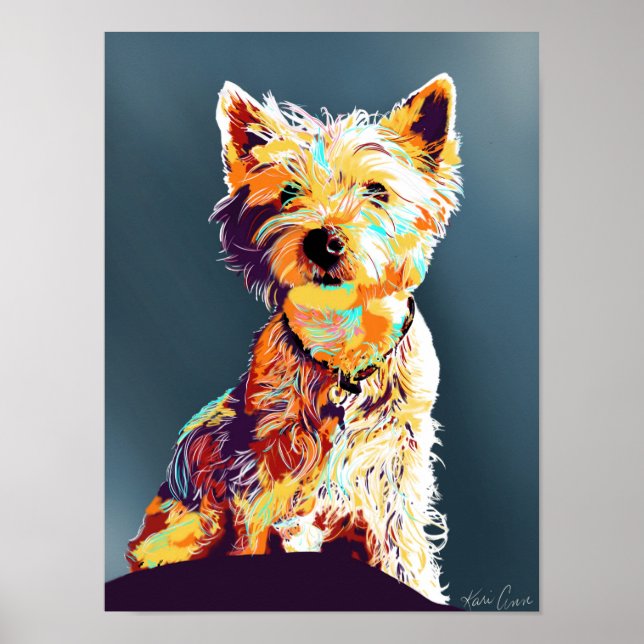 Westie, handdragen popkonst Stil Poster (Framsidan)