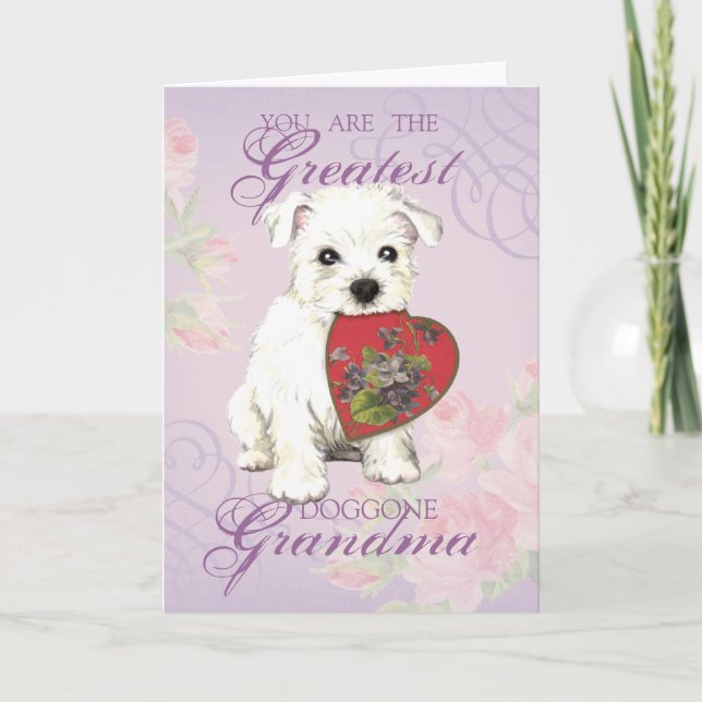 Westie Heart Grandma Kort (Framsida)
