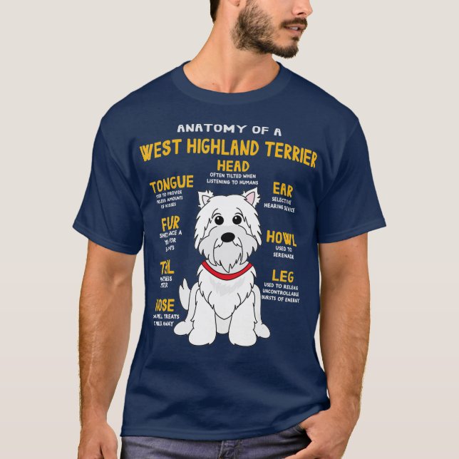 Westie Highland Terrier Anatomy Funny Dog Mom T Shirt (Framsida)
