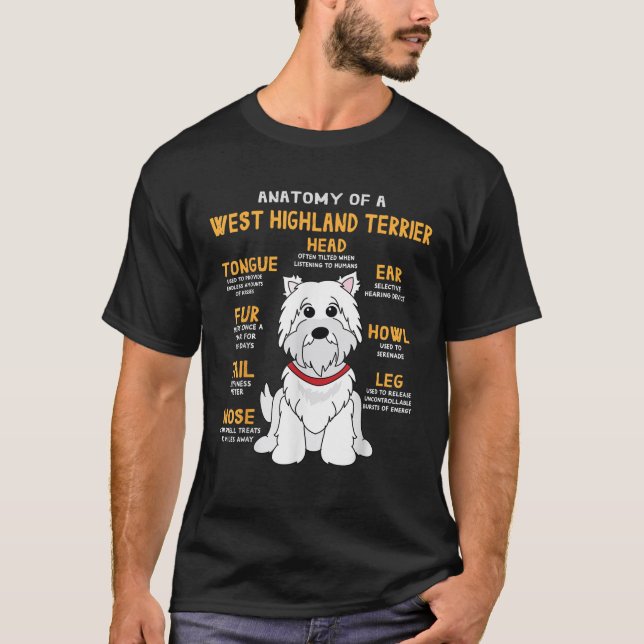Westie Highland Terrier Anatomy Rolig hund Mamma P T Shirt (Framsida)