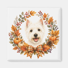 Westie höstkrans magnet