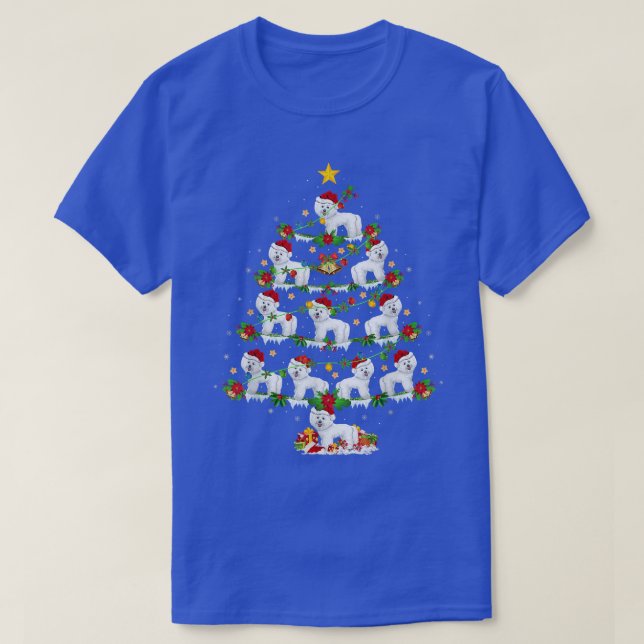 Westie Hund älskare Julafton Ljus Westie Julgran T Shirt (Design framsida)