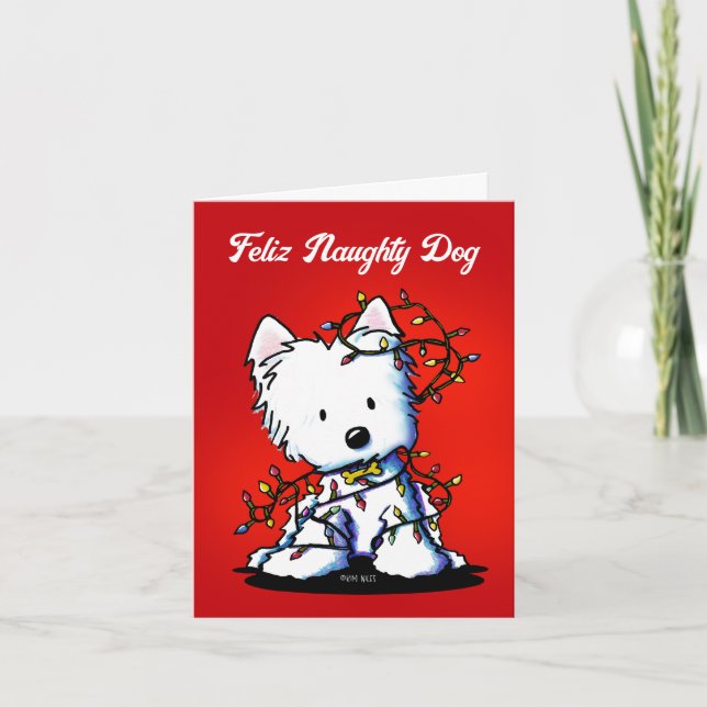Westie Hund Fluffyrums julkort Helgkort (Framsida)