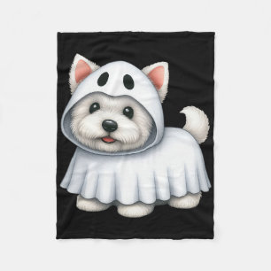 Westie Hund Halloween Costume Ghost Väster Terrier Fleecefilt