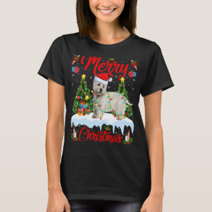 Westie Hund Julafton Träd Ljus Santa Westie Jul T Shirt