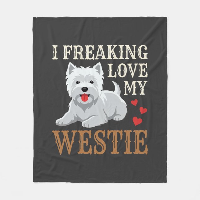 Westie Hund Kärlek Typografi Fleecefilt (Framsidan)