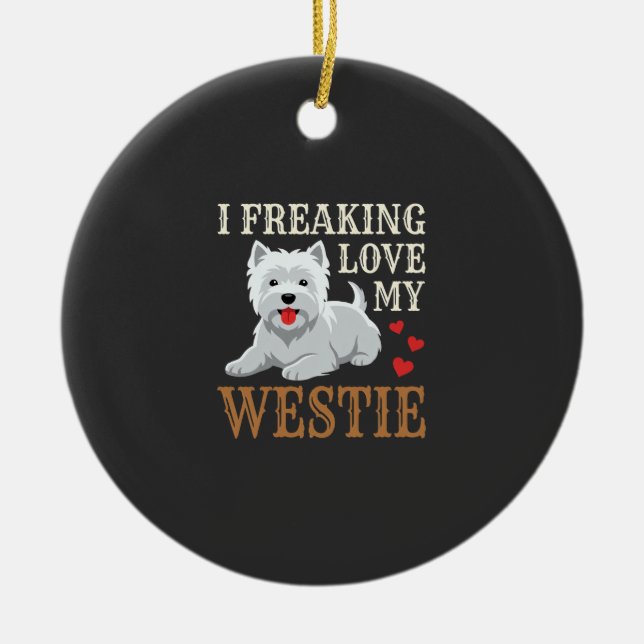 Westie Hund Kärlek Typografi Julgransprydnad Keramik (Framsidan)