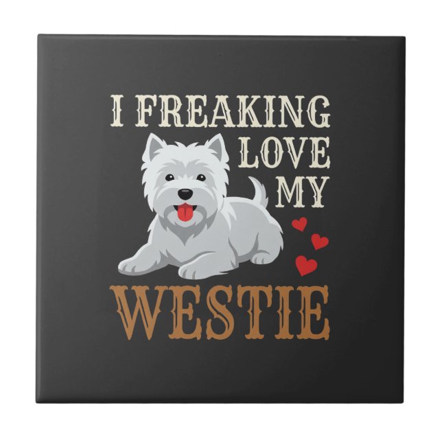 Westie Hund Kärlek Typografi Kakelplatta (Framsidan)