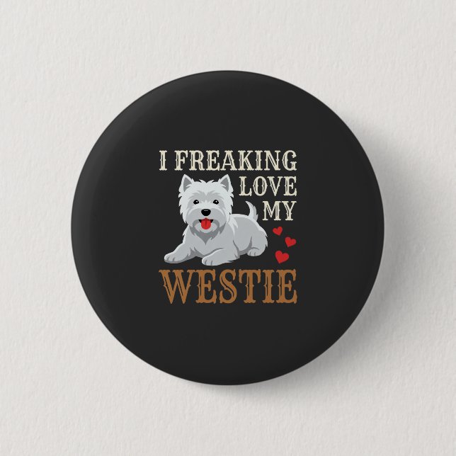 Westie Hund Kärlek Typografi Knapp (Framsida)