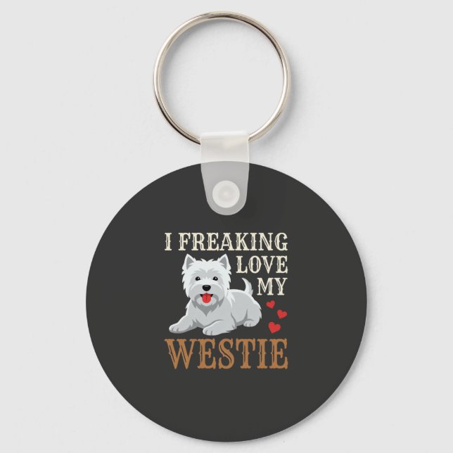 Westie Hund Kärlek Typografi Nyckelring (Framsida)
