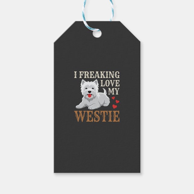 Westie Hund Kärlek Typografi Presentetikett (Framsidan)