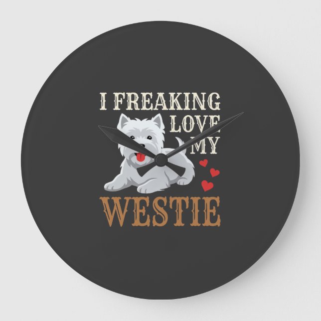 Westie Hund Kärlek Typografi Stor Klocka (Framsida)