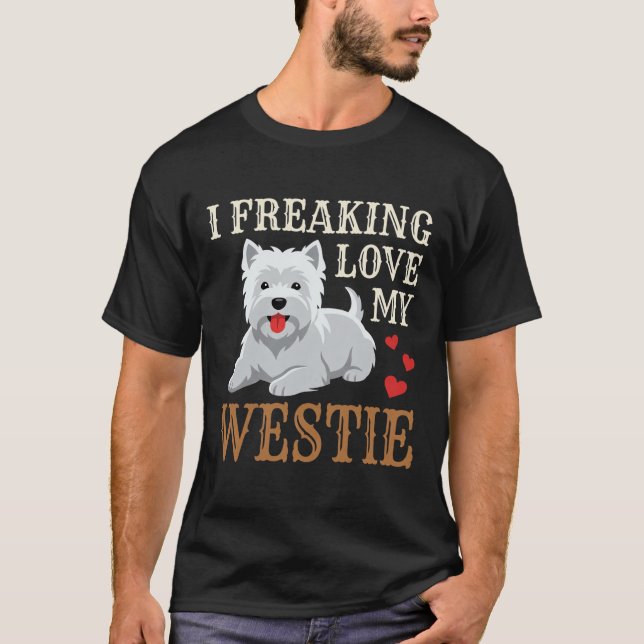 Westie Hund Kärlek Typografi T Shirt (Framsida)
